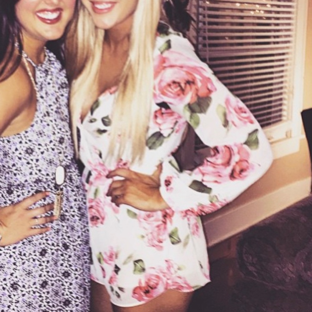 Audrey 3+1 white and pink floral romper